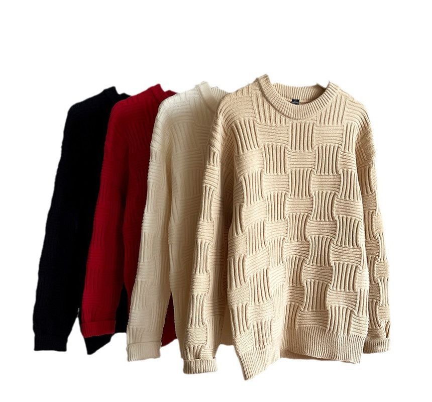 Dandyluxe - Effen oversized trui met ronde hals