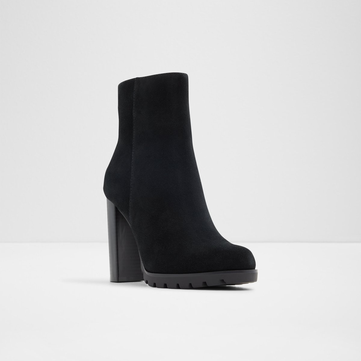 Doria Black Leather Suede Women Ankle boots