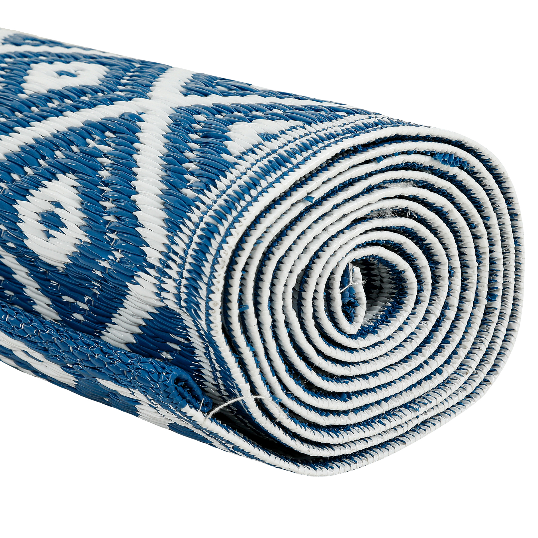 Outdoor-Teppich - blau - Rautenmuster - 150x200 cm