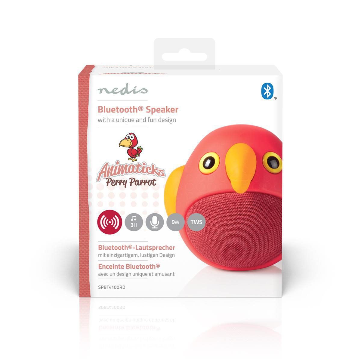 Animaticks Portabler Bluetooth 5.0 Lautsprecher Wireless Speaker (SPBT4100RD) - Perry Parrot