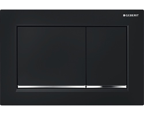 GEBERIT Omega 30 bedieningsplaat, glanzend zwarte plaat / glanzend zwarte knop / chromen sierlijst 115.080.KM.1