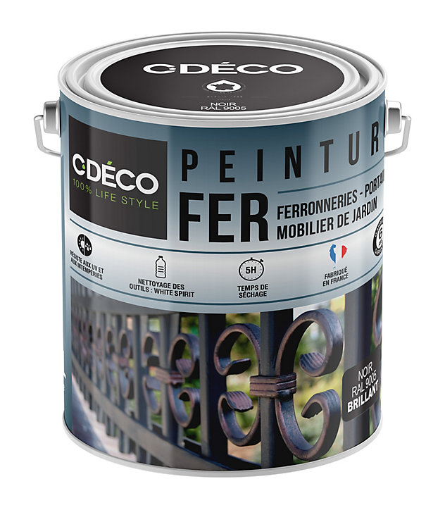 Peinture extérieure fer C-Deco brillant noir 2,5L