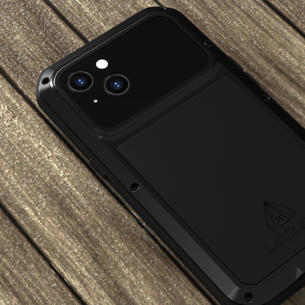 iPhone 13 Silikon Metall Outdoor Case   Panzerfolie - Schwarz