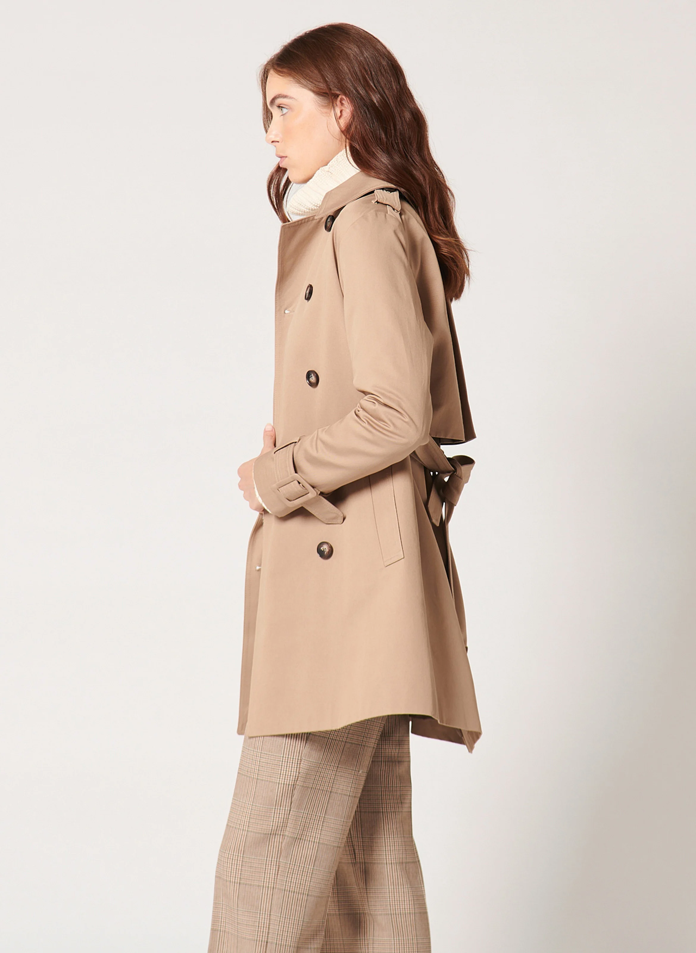 TAOTO - Trench droit en coton bio | Marron