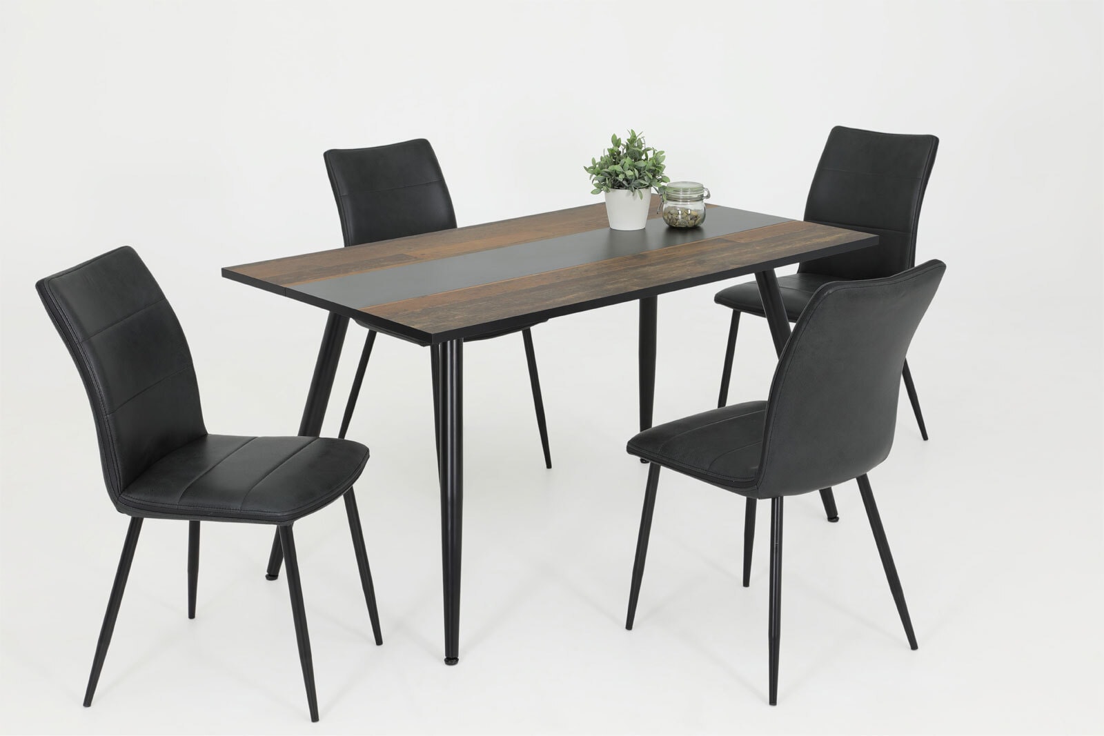 Esstisch Janina Beton-Optik grau/schwarz 140x80x76