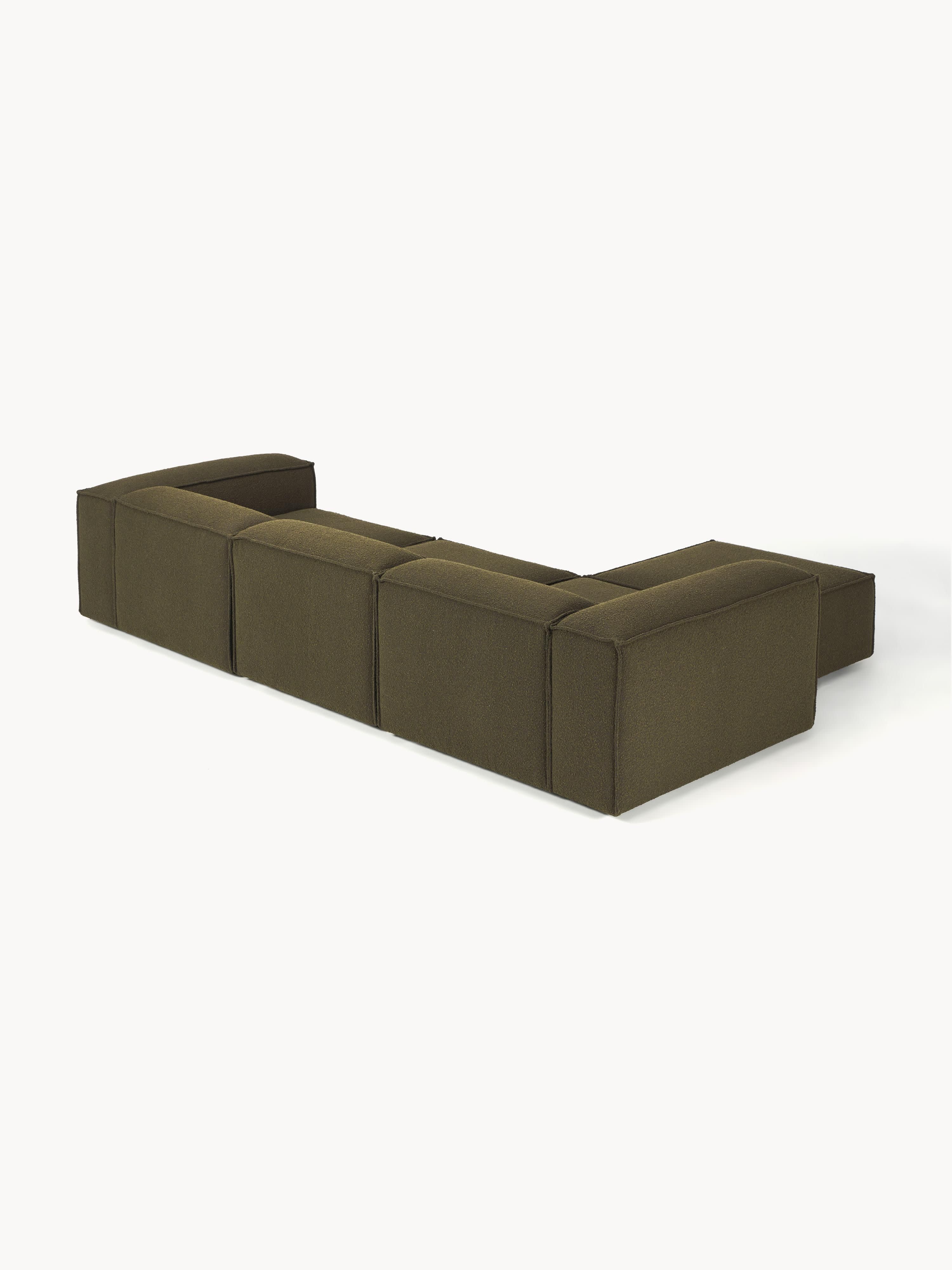 Lennon 4-zits modulaire bank in bouclé met poef (links/rechts)