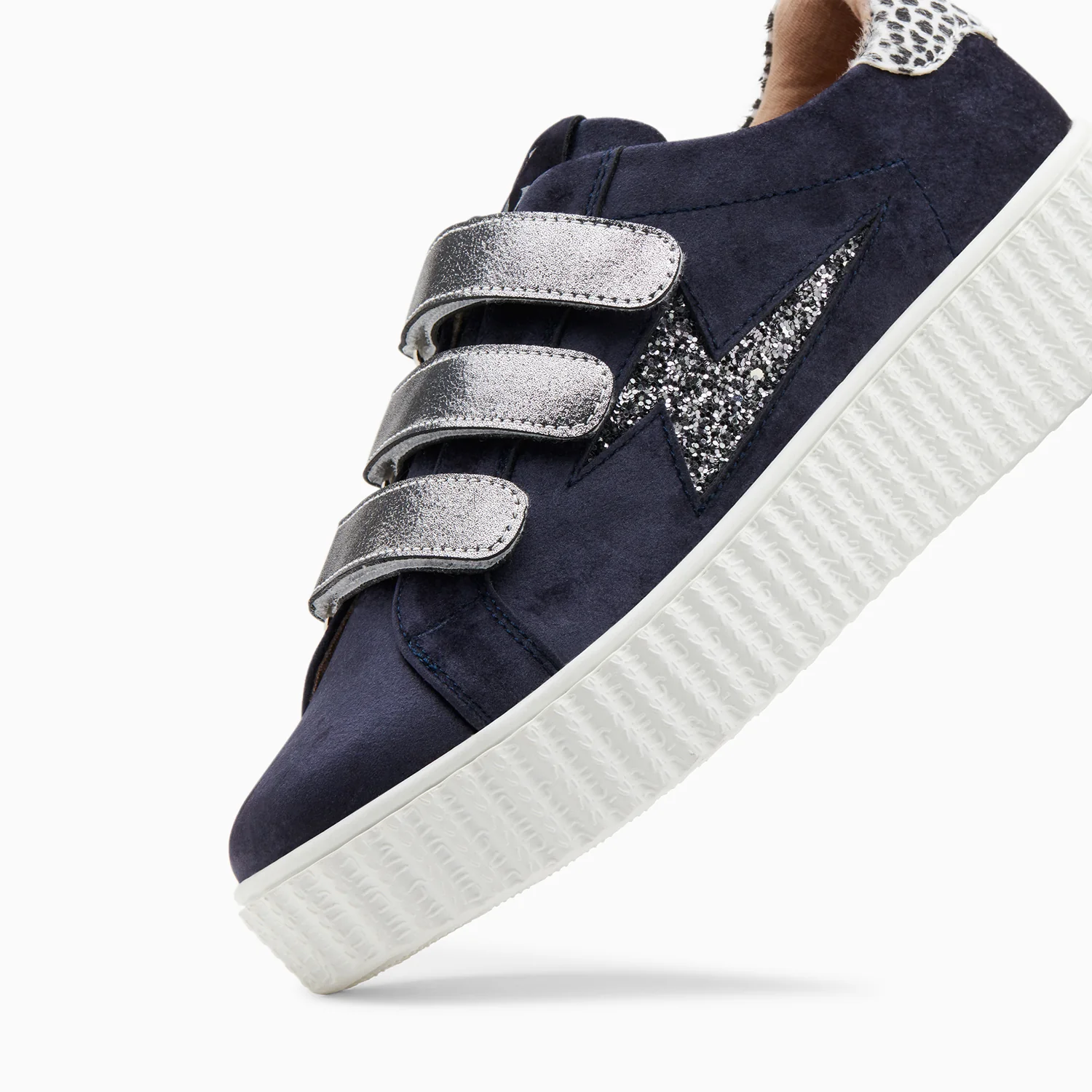 Sneakers-Baskets éclair Maëlle bleu et anthracite à scratchs