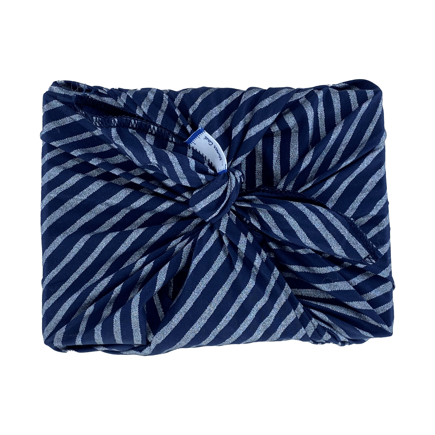 Furoshiki Moyen 48 X 48 Cm Rayé Argent Marine