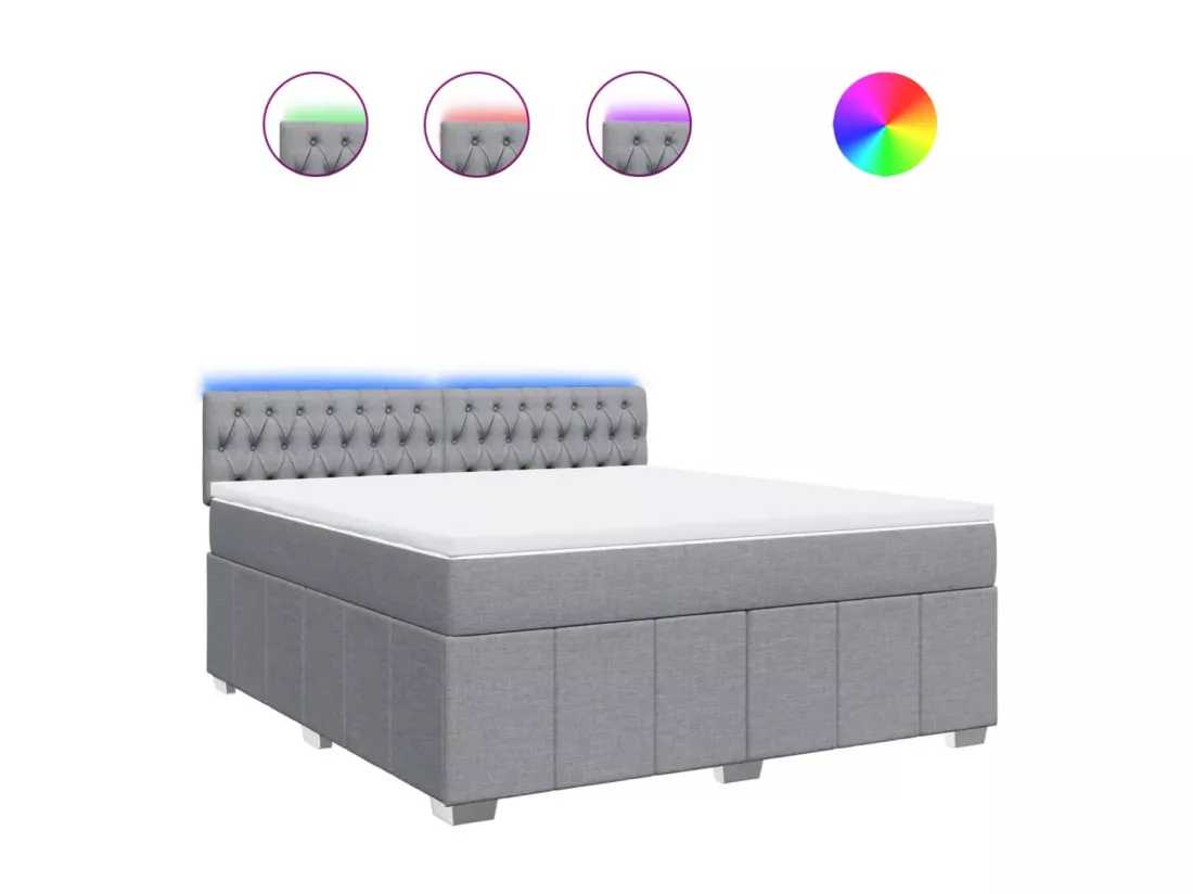 Sommier à lattes de lit avec matelas Gris clair 180x200cm Tissu
