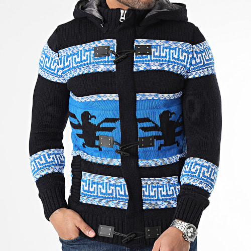 Gilet Capuche Noir Bleu