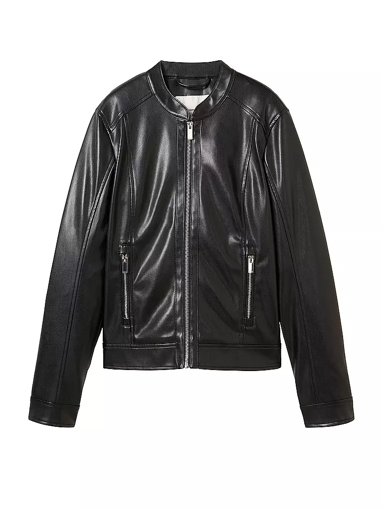TOM TAILOR Jacke in Lederoptik  schwarz