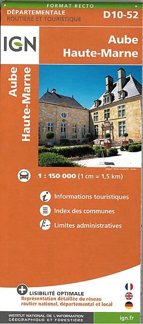 IGN - D10 52 AUBE HAUTE MARNE ECHELLE 1 150 000