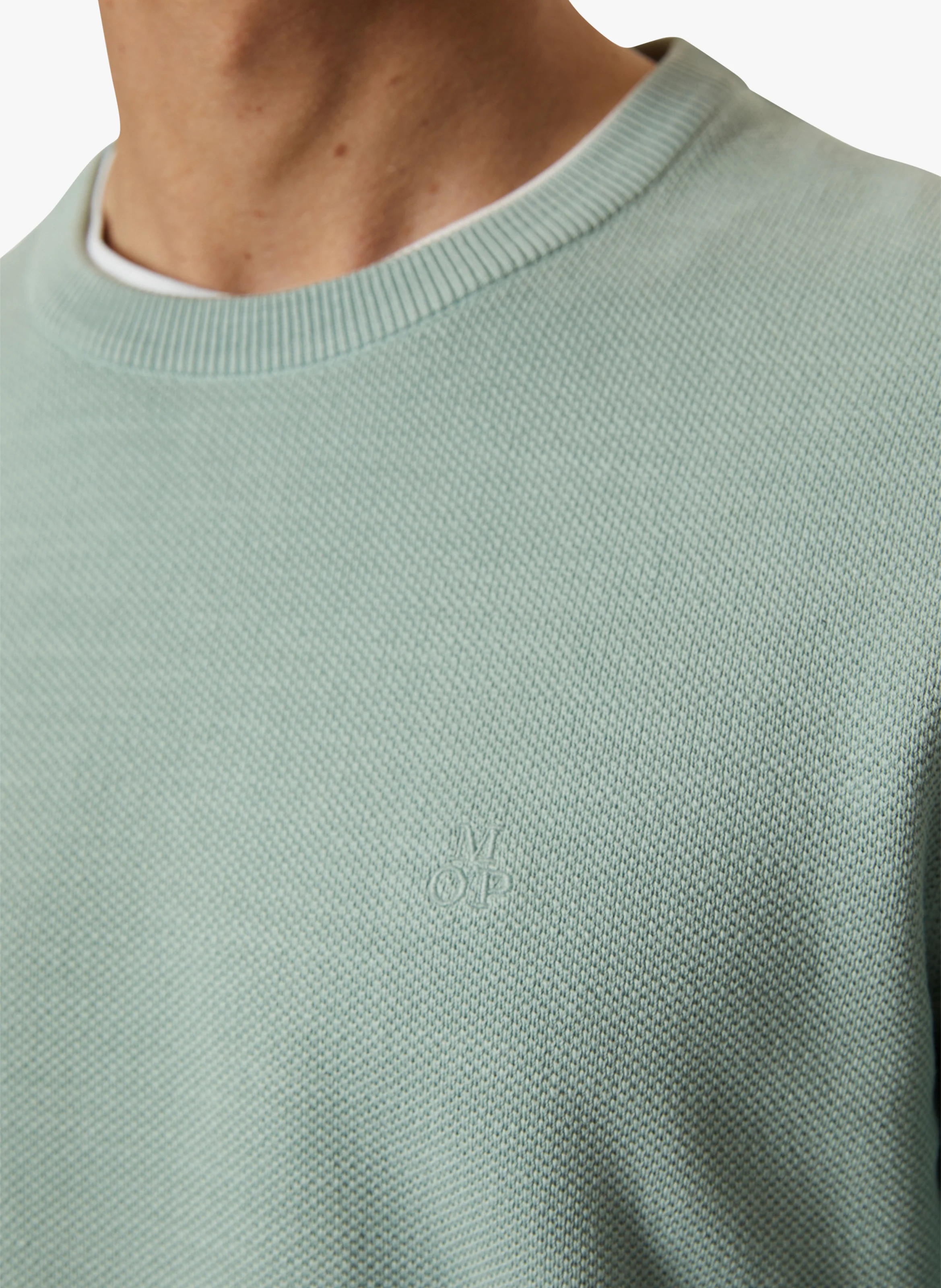 Pull col rond en coton biologique | Bleu