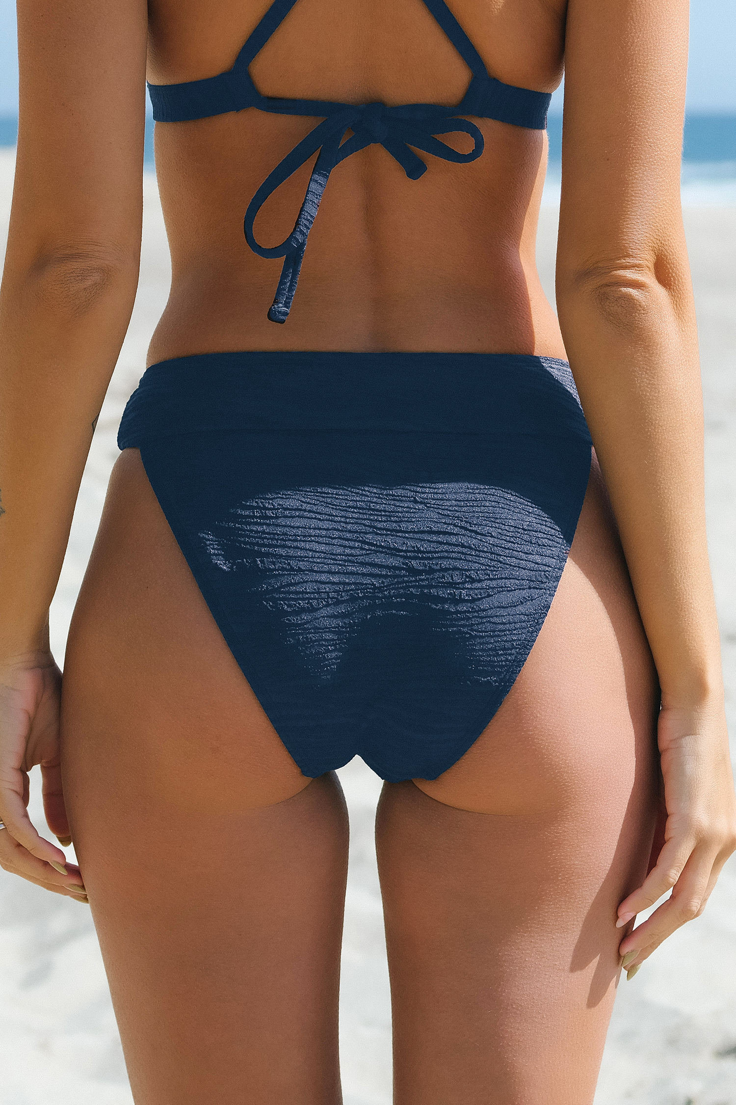 Bas de bikini taille moyenne en jacquard