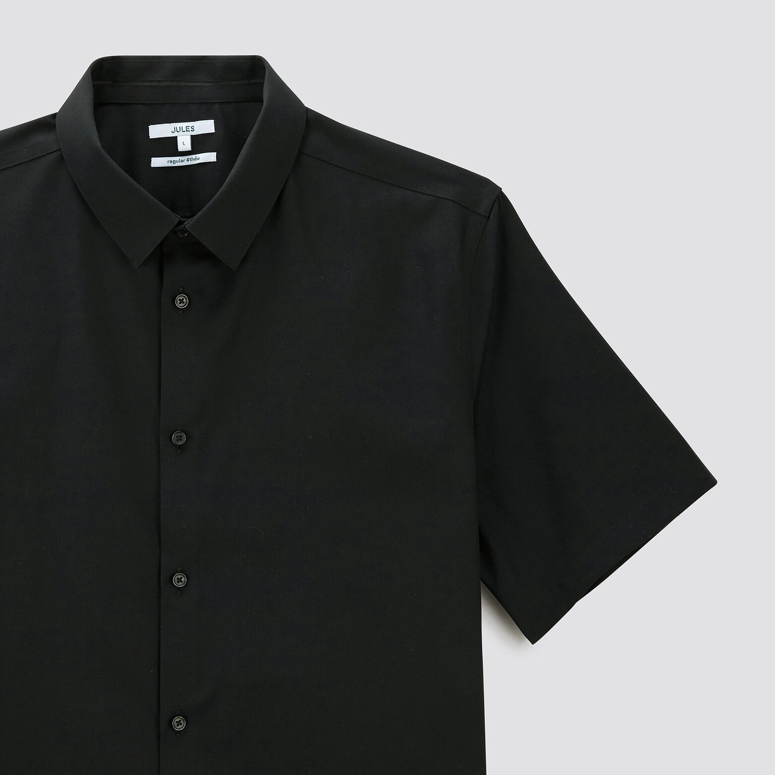 Chemisette regular sans repassage unie coton Noir