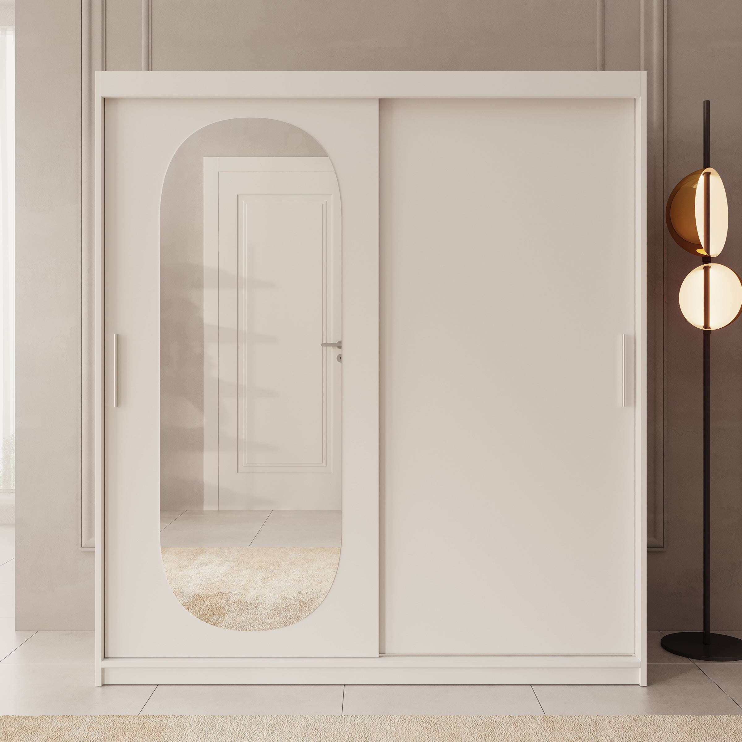 Bodhi - Kledingkast met schuifdeuren - Wit - 180x62x200 cm