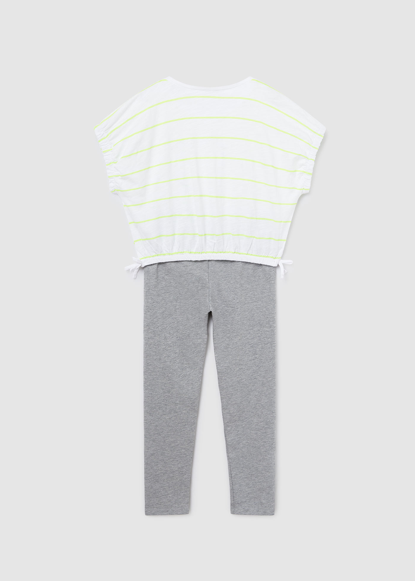 Conjunto de duas peças com camiseta de algodão e leggings para meninas