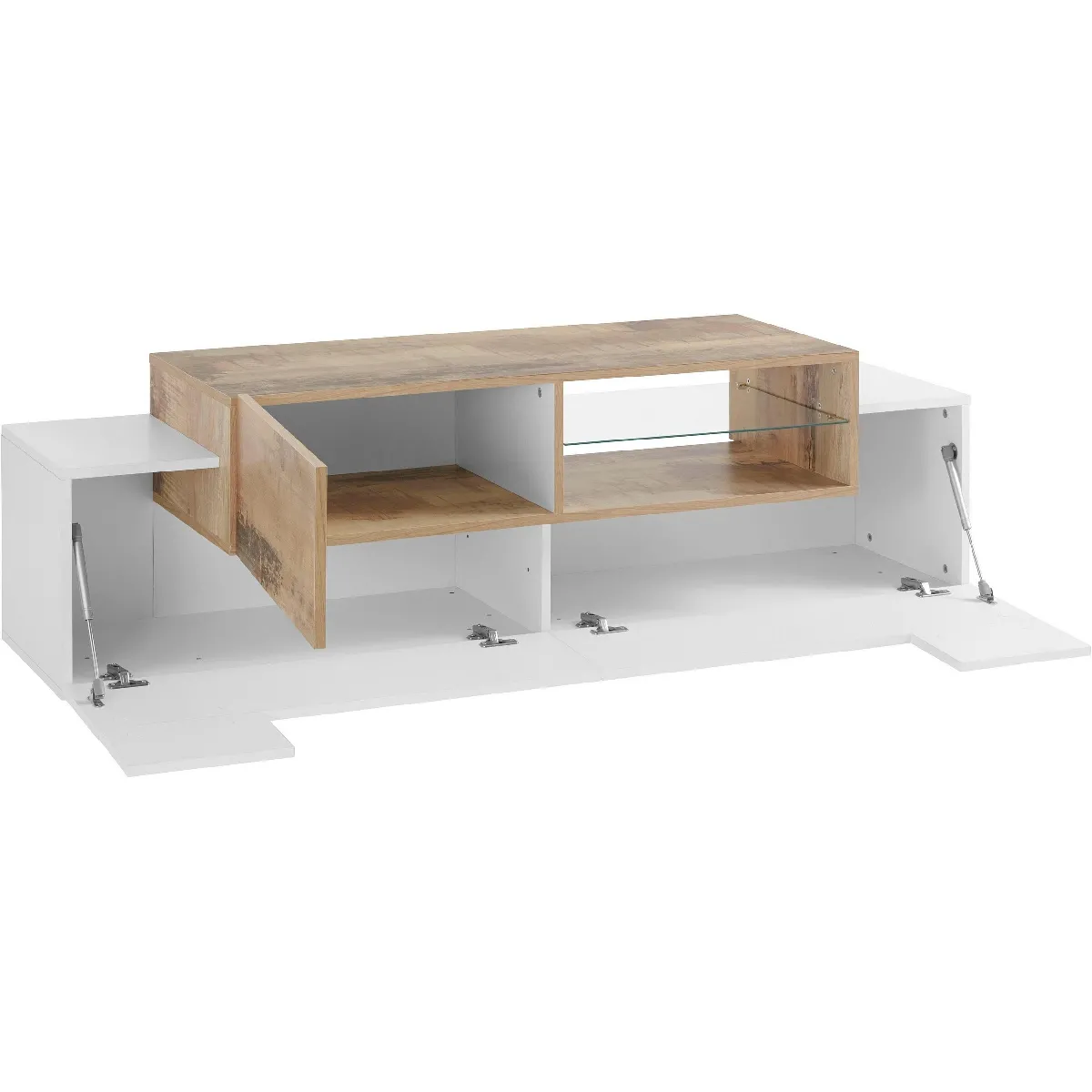 Alter Meuble TV Moderne Made in Italy 160 cm - Blanc/Érable