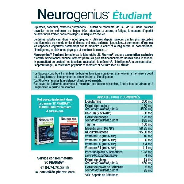 3C Pharma Neurogenius Student 30 comprimidos