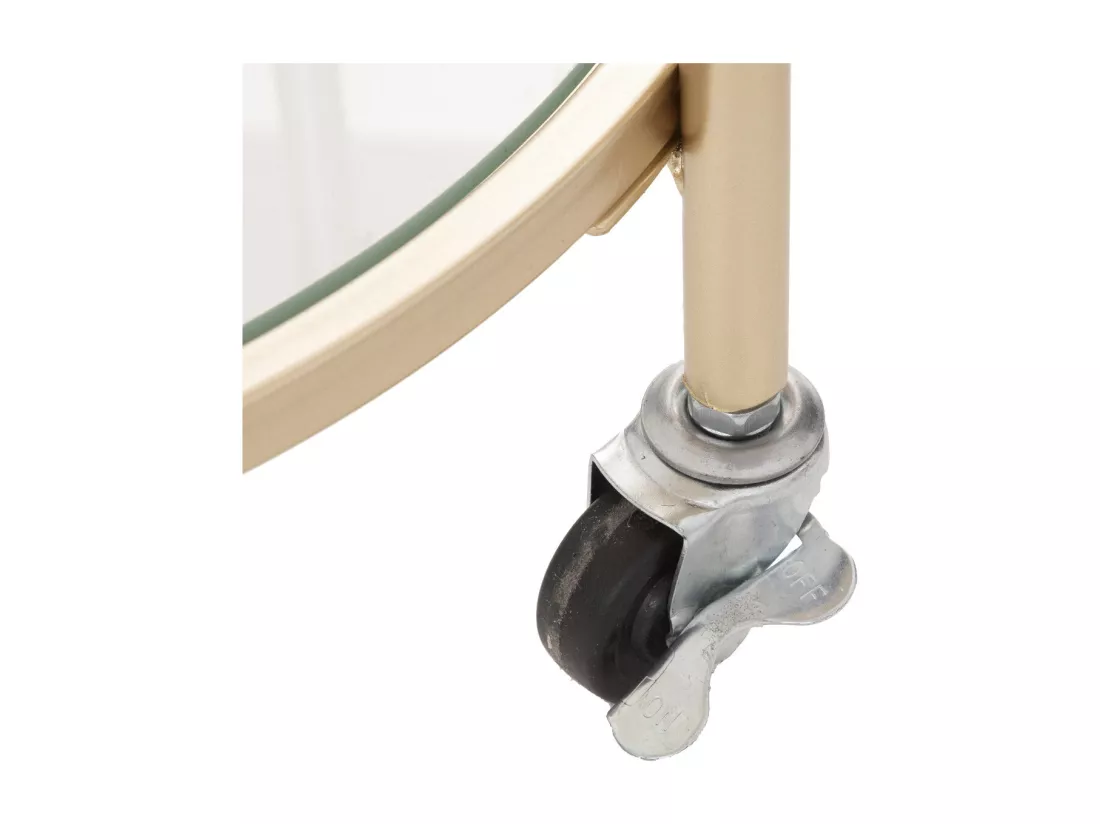 Table desserte roulante en Métal Doré et Verre trempé D 40 x H 75 cm