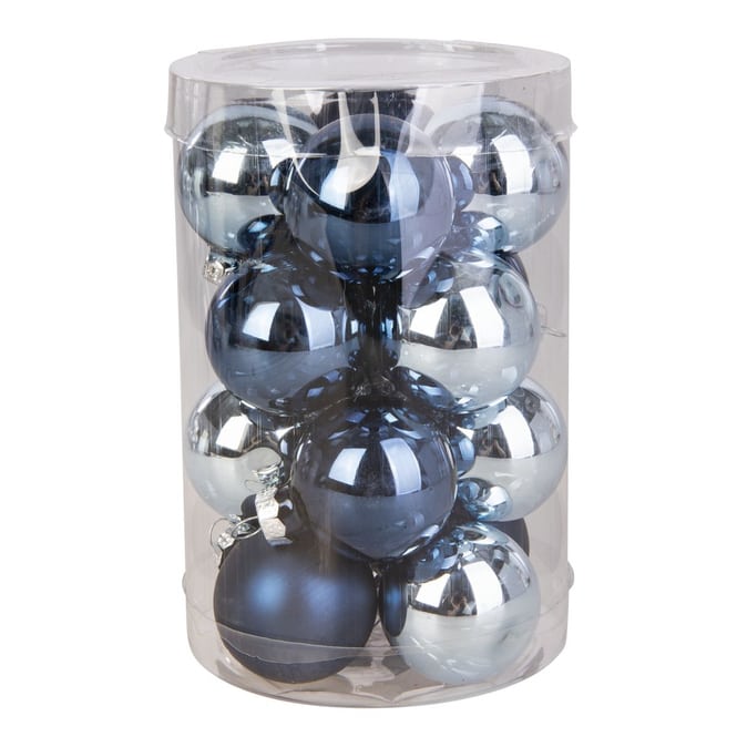 Christbaumkugeln aus Glas - blau - ca. 3,5 cm - 16 Stück