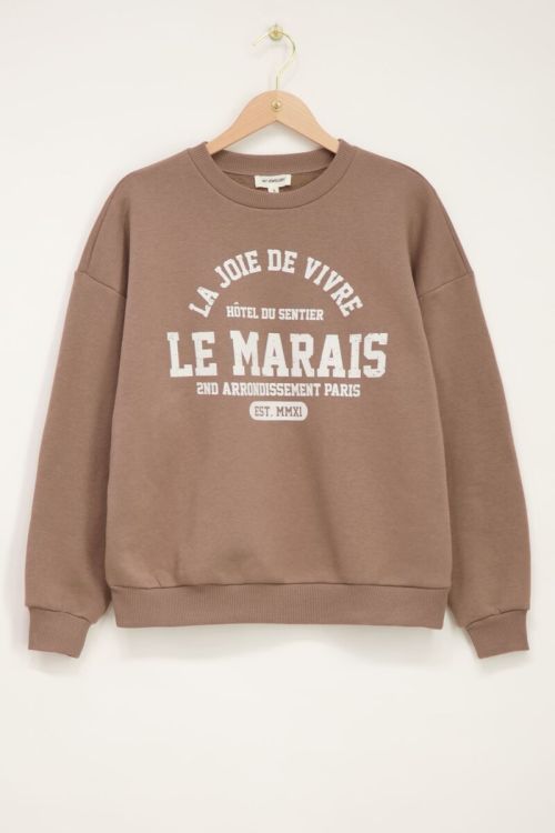 Taupe sweater la joie de vivre