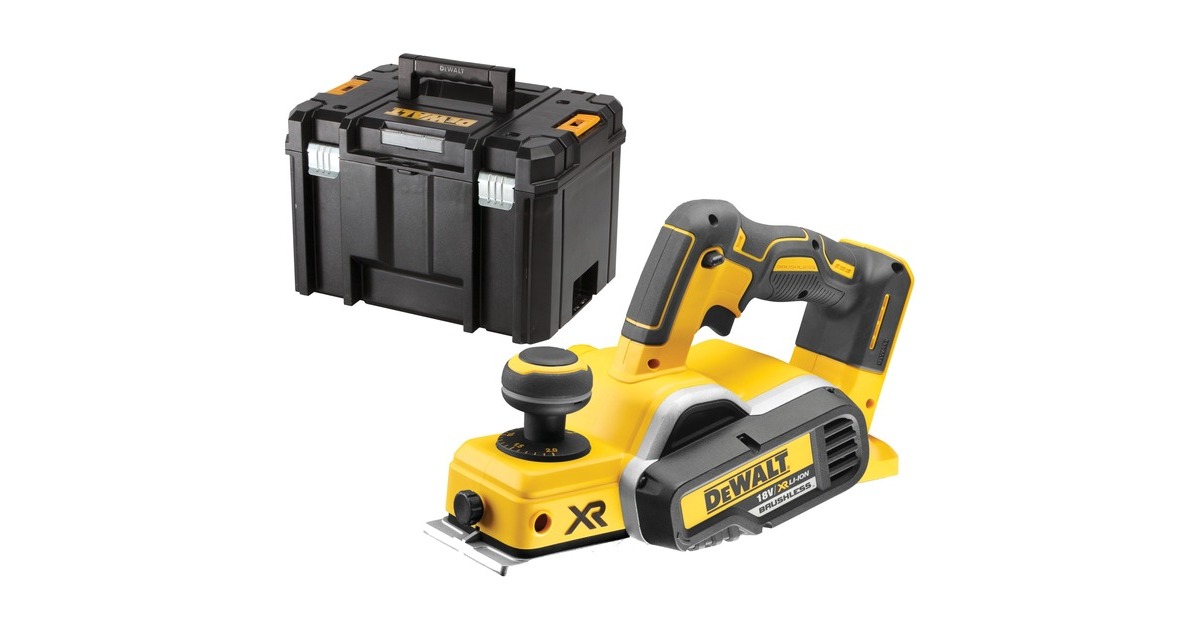 DEWALT 18.0 Volt / 82 mm Schaafmachine (borstelloos) DCP580NT elektrische schaafmachine  (Geel/zwart, Accu en oplader niet inbegrepen)