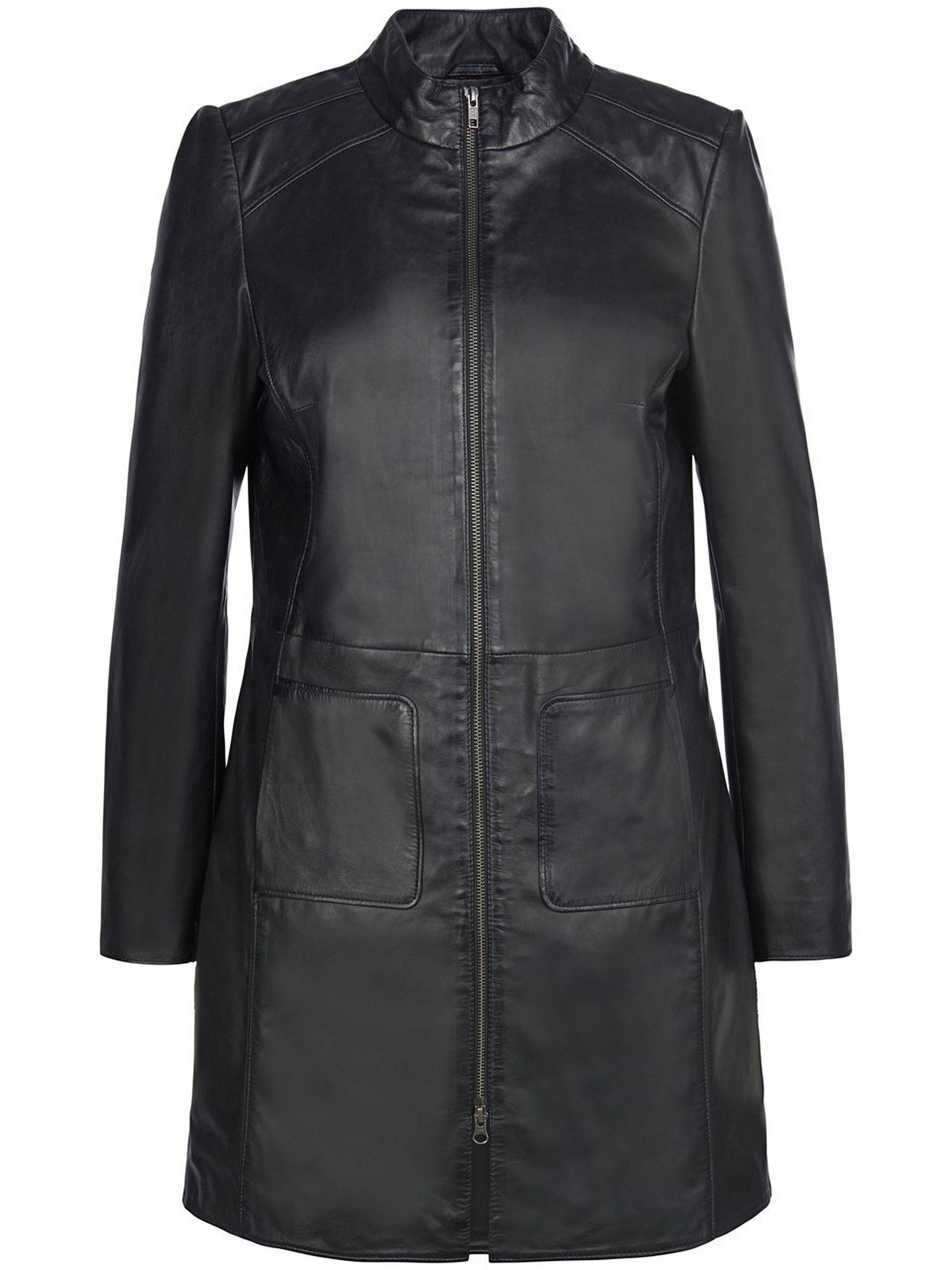 Leder-Long-Jacke