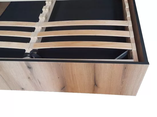 Lit coffre 140 x 190 cm - Coloris : Naturel et anthracite - ELPHEGE