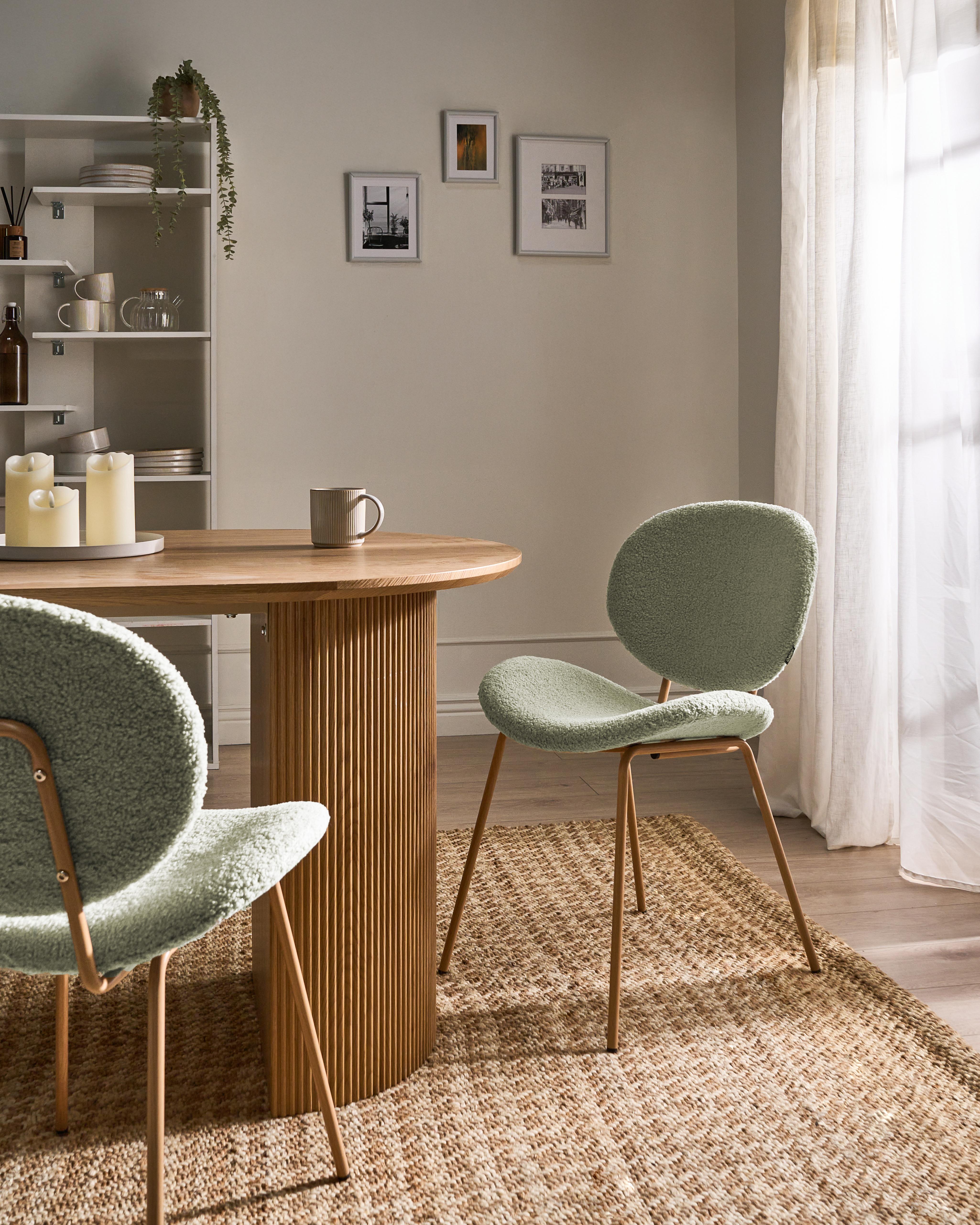 Set van 2 eetkamerstoelen LUANA Bouclé Lichtgroen