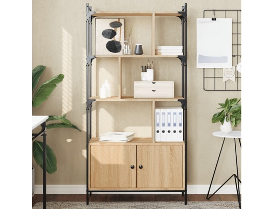VIDAXL - Bibliothèque avec portes chêne sonoma 76,5x30x154,5 cm