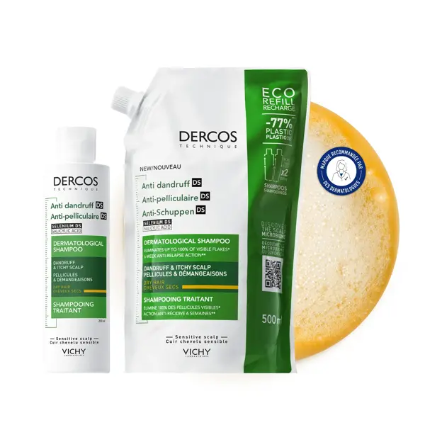 Shampoo Anticaspa Vichy Dercos para Cabelos Secos 200ml + Refil Ecológico 500ml