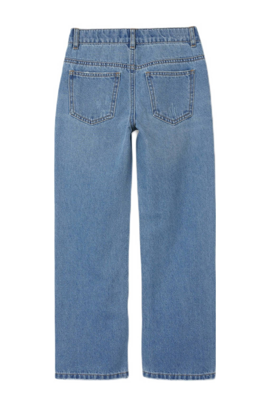 NAME IT high waist straight leg jeans NKFROSE met all over print medium blue denim
