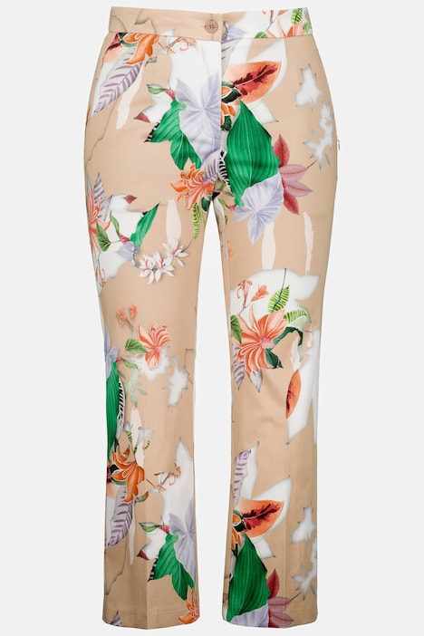 7/8-Bootcut-Hose, Blüten, Bügelfalte, schmales Bein
