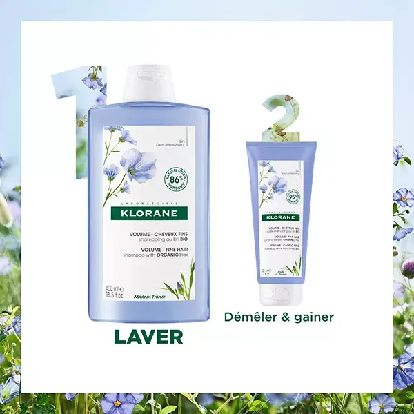 Shampoo Klorane Lin Organic Volume para Cabelos Finos 400ml
