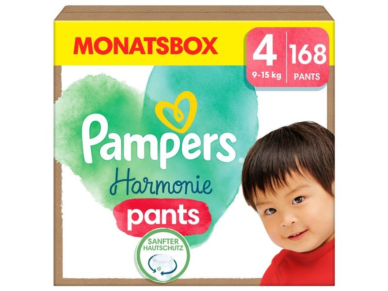 Pampers Windeln Harmonie Pants Maxi Grösse 4 Monatsbox 9-15 kg, 168 Stück
