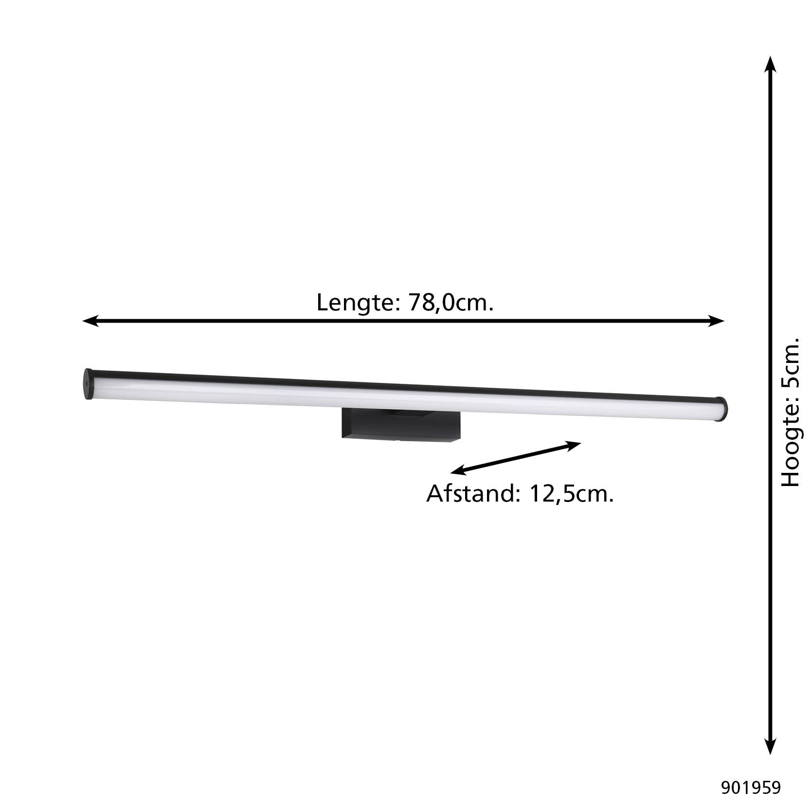 EGLO Vadumi Spiegellamp - LED - 78 cm - Zwart