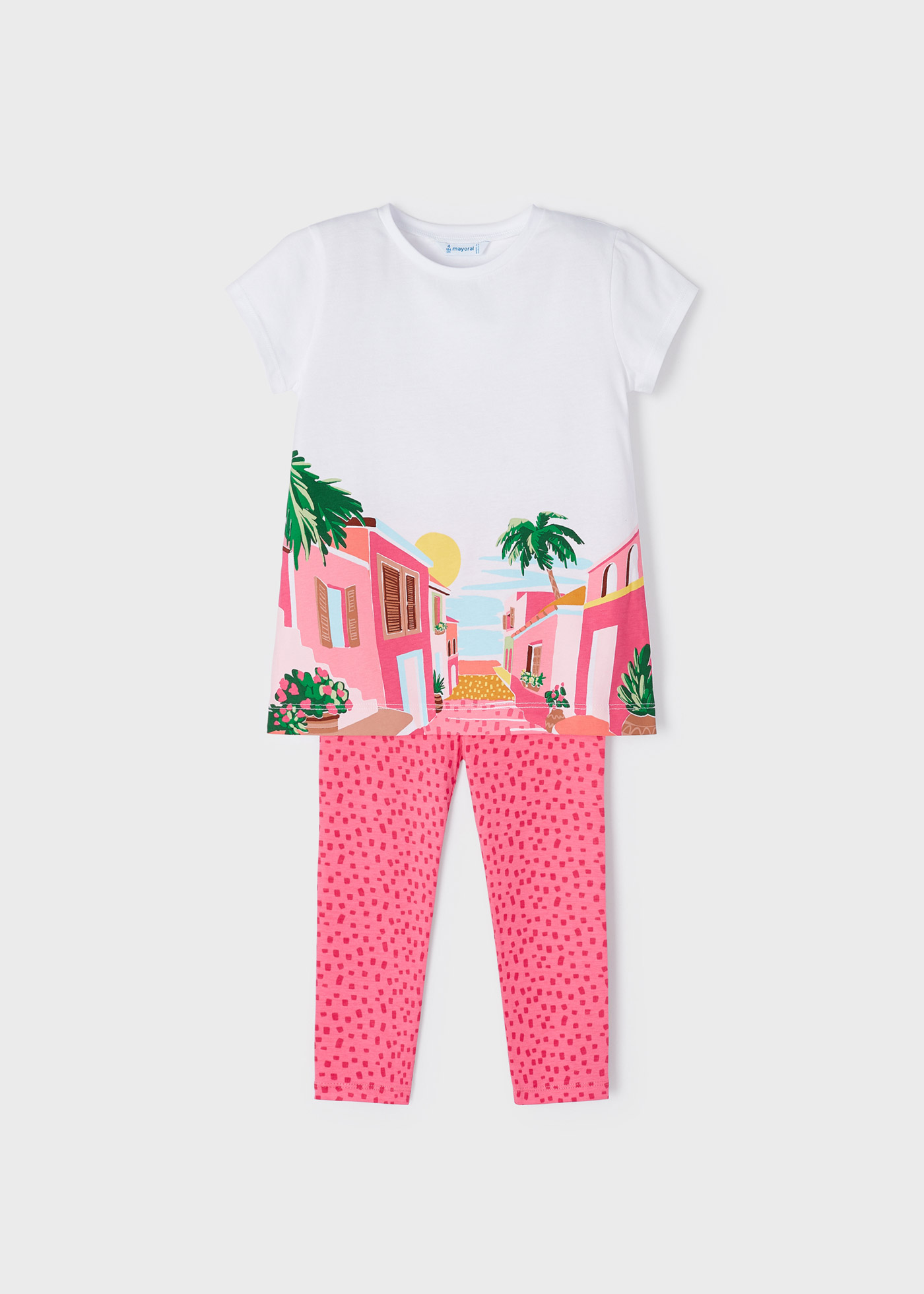 Conjunto de duas peças em algodão sustentável estampado para meninas