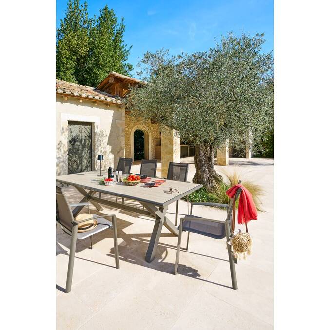 Table de jardin AXIOME Vanille & Marron