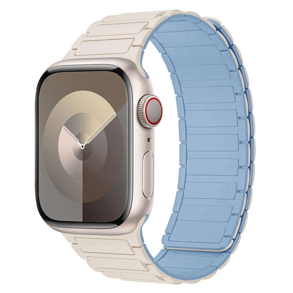 Apple Watch (42/41/40/38 mm) Silikon Glieder Armband mit Magnetverschluss (Gelenkumfang: 180-250mm) - Beige / Blau