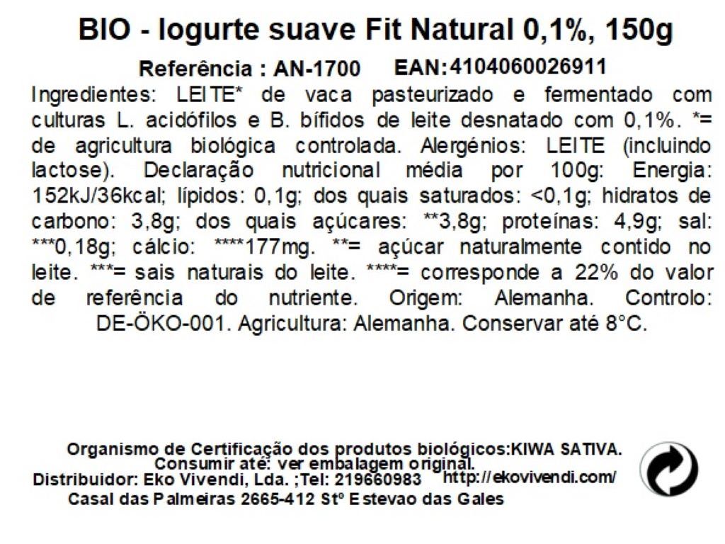 IOGURTE AROMA BIO ANDECHSER 01% NATURAL 150G