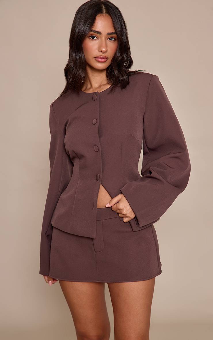 Chocolat Jupe-short Tailleur En Tissu Tissé Petite