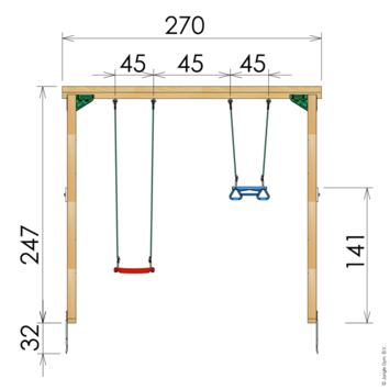 Speeltoestel Jungle Gym met dubbele schommel van douglashout
