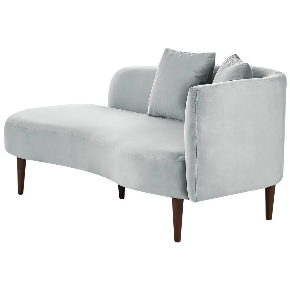 CHAUMONT - Chaise longue - Lichtgrijs - Rechterzijde - Fluweel