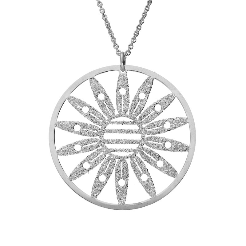 Collier Fleur Marguerite Argent Glitter Blanc