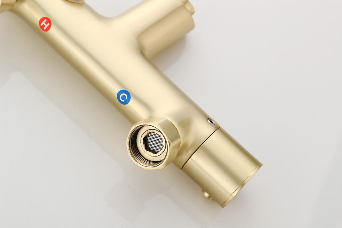 Saniclear Brass thermostatische opbouw badkraan met handdouche geborsteld messing / mat goud