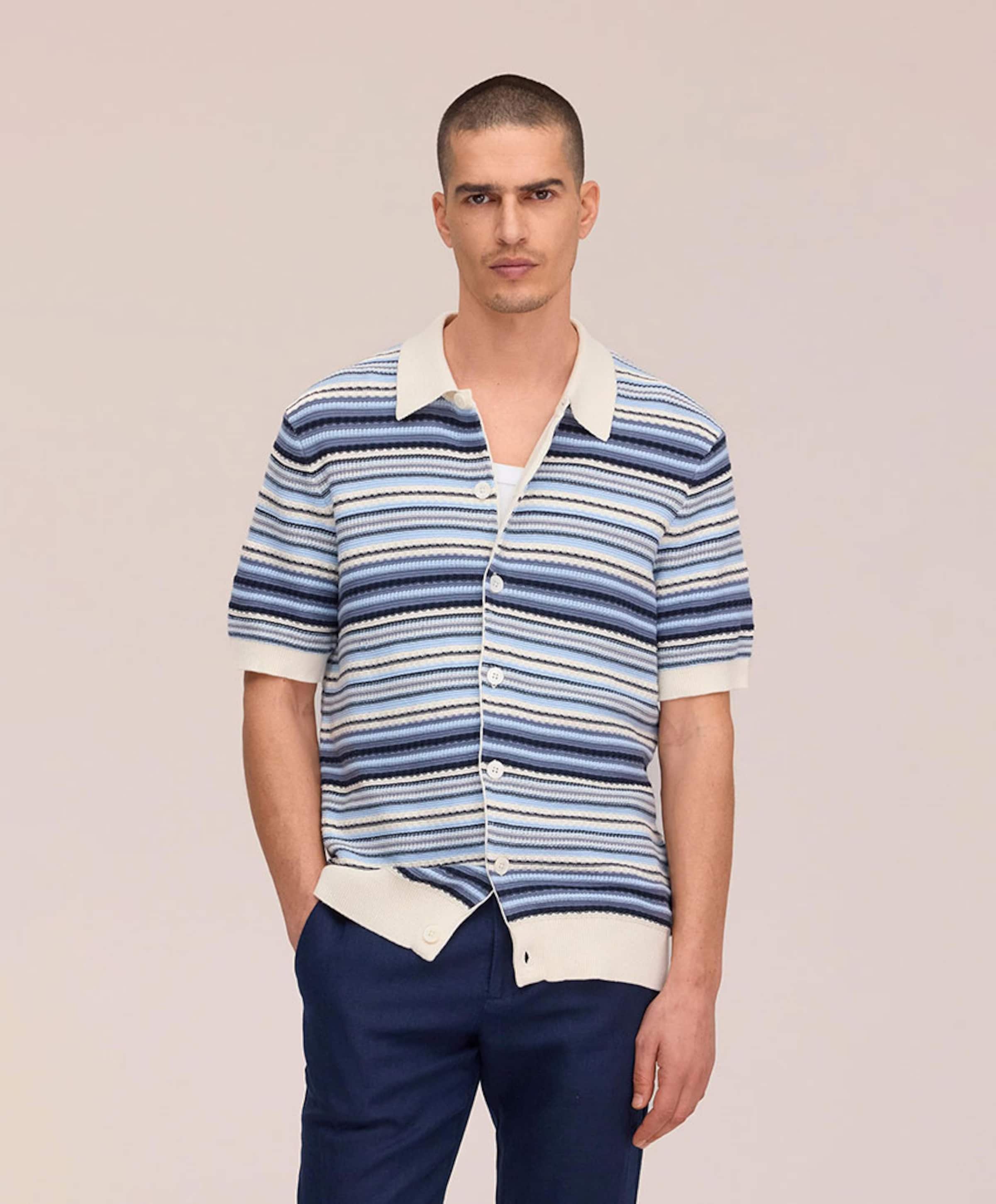 NN.07 Heren overhemd korte mouw blauw