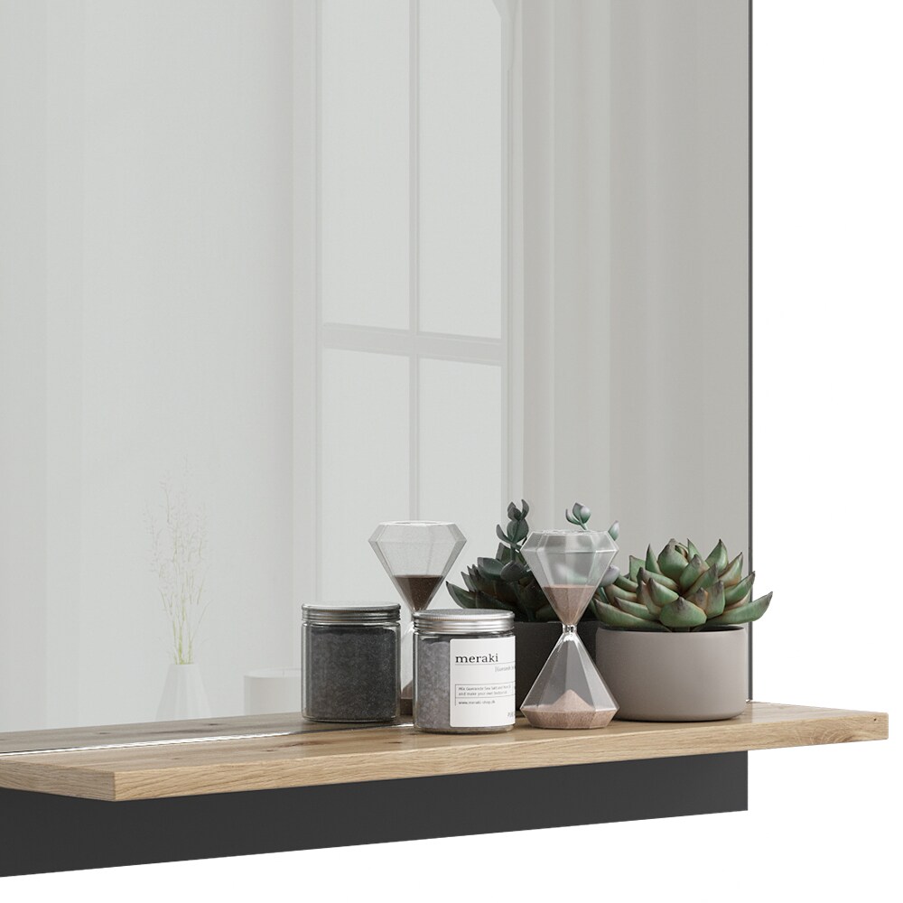 Vicco Badspiegel Marelle Anthrazit Eiche 60 x 67 cm mit Regal