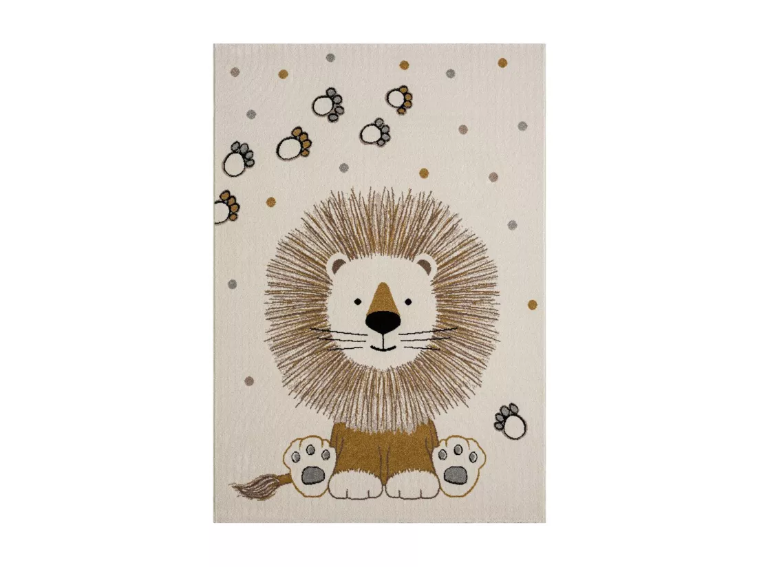 Tapis enfant Ø100cm rond tissé crème SWEETLION