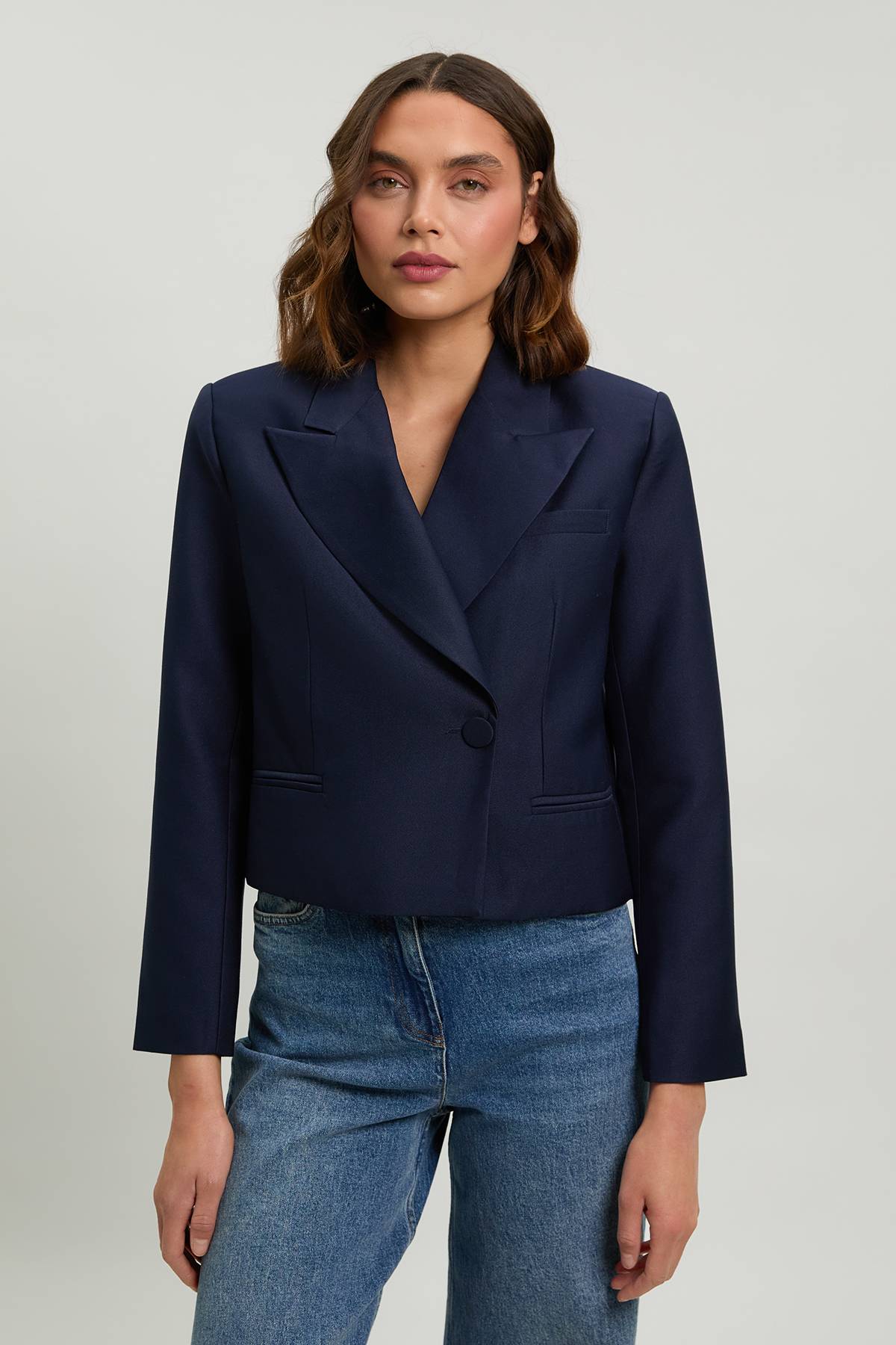 KarenMillen Blazer Smoking Court En Satin Ajusté